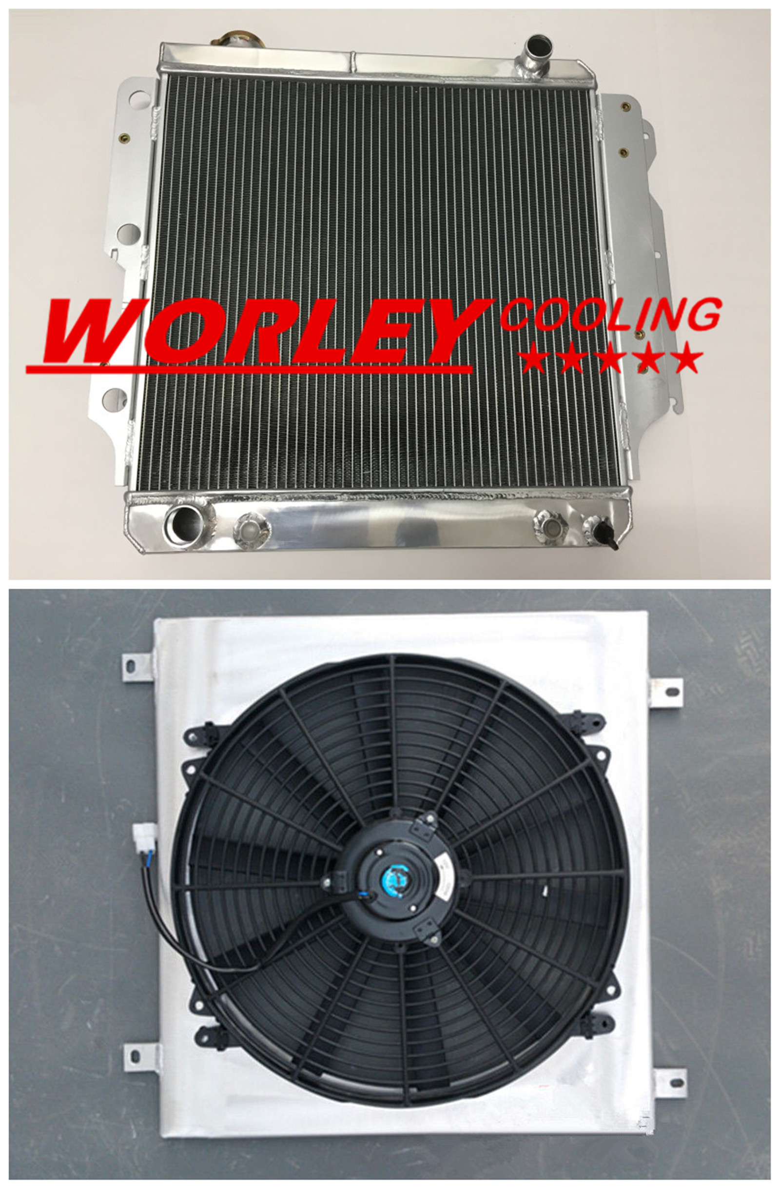 4 core aluminum radiator and shroud&fan for Jeep Wrangler YJ TJ LJ RHD