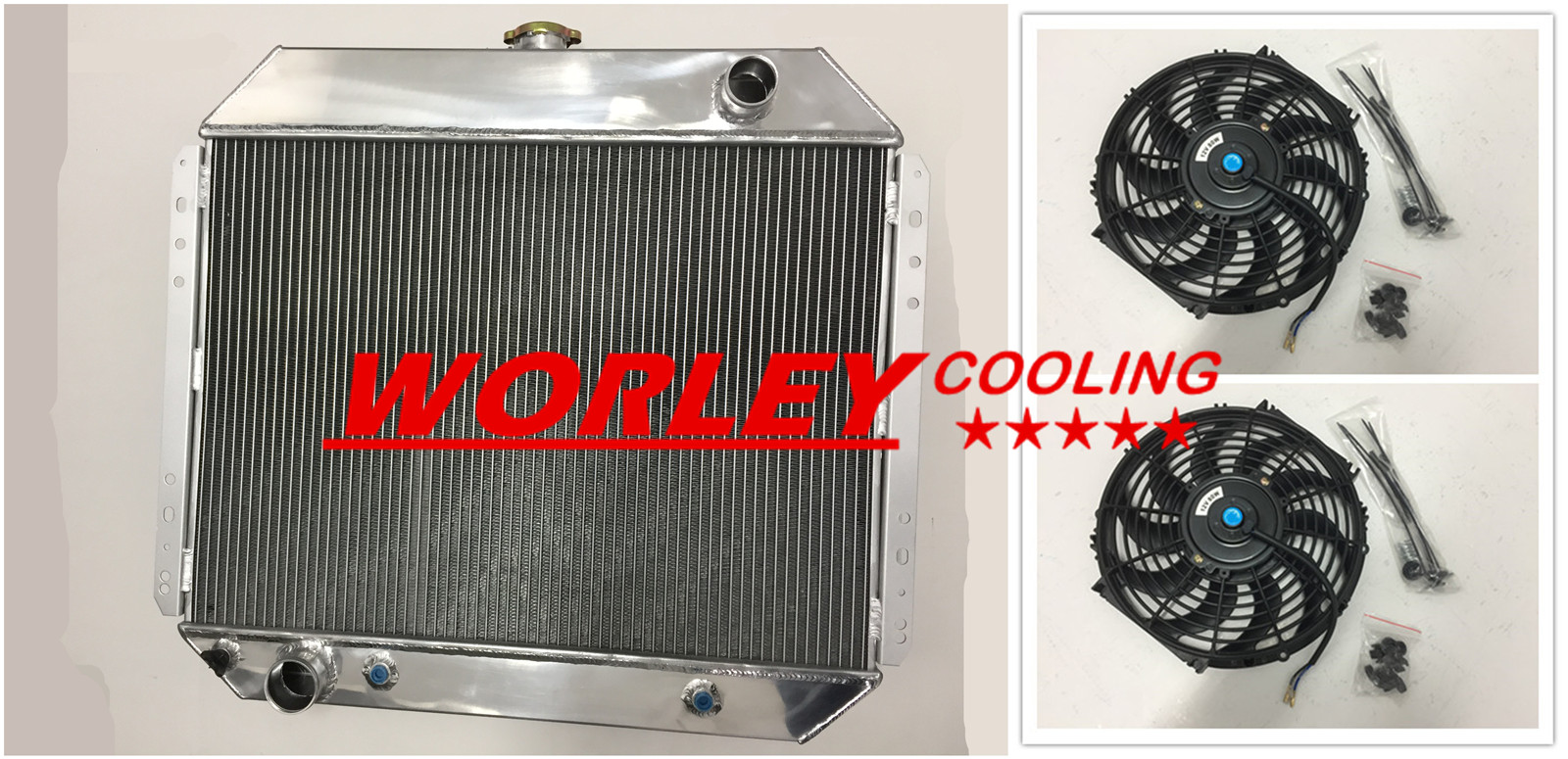 Image of 3Row Aluminum Radiator+fans For 1975-1979 FORD F-150 PICKUP F 150 1976 1977 1978