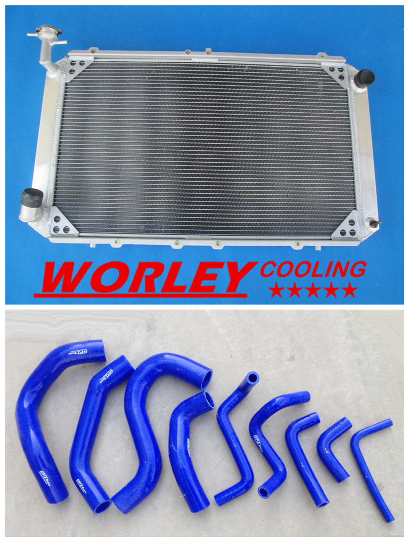 Vic 3row radiator blue hose for nissan patrol safari y60 gq rd28t 2 8l